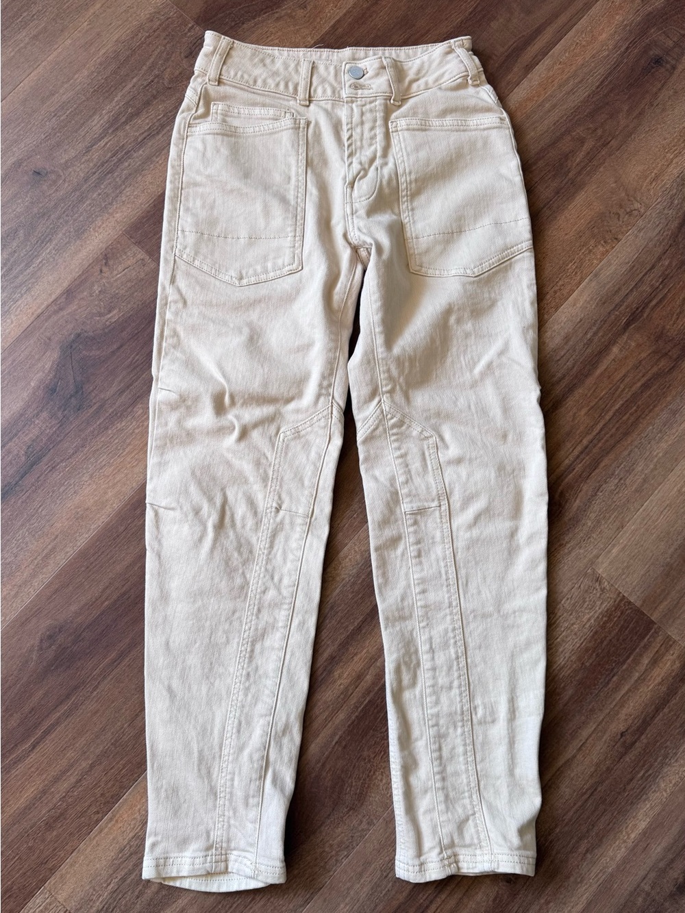 Pilcro Cream Utility Straight Jeans